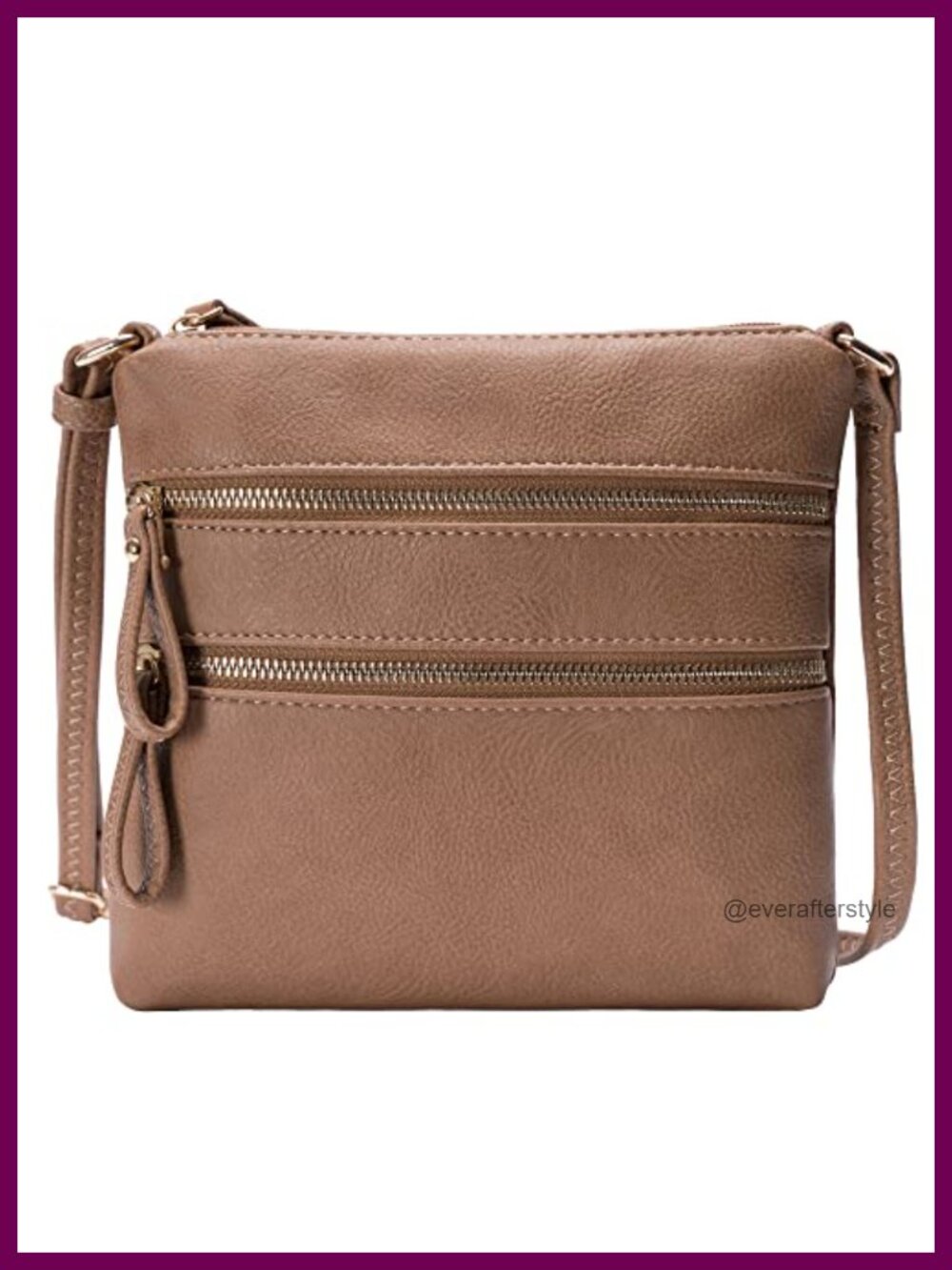 Multi Zipper Pocket Crossbody Bag Adjustable Strap Lightweight Travel Purse